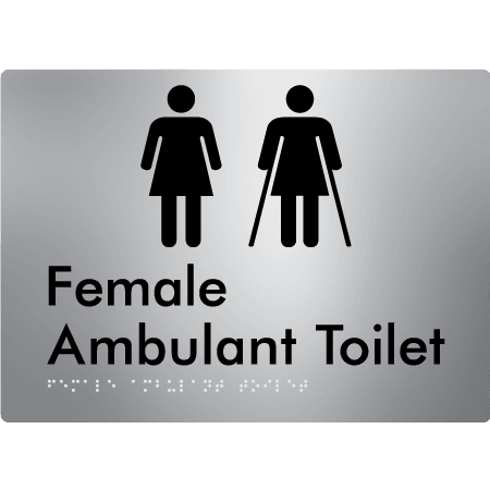 Braille Sign Female Ambulant Toilet - Braille Tactile Signs (Aust) - BTS395-aliS - Fully Custom Signs - Fast Shipping - High Quality - Australian Made &amp; Owned