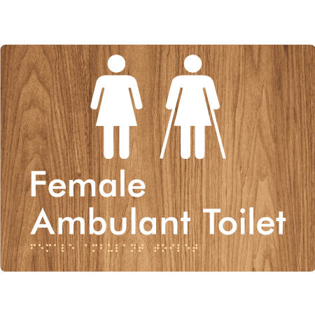 Braille Sign Female Ambulant Toilet - Braille Tactile Signs (Aust) - BTS395-wdg - Fully Custom Signs - Fast Shipping - High Quality - Australian Made &amp; Owned