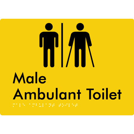 Braille Sign Male Ambulant Toilet with Air Lock - Braille Tactile Signs (Aust) - BTS396-AL-yel - Fully Custom Signs - Fast Shipping - High Quality - Australian Made &amp; Owned