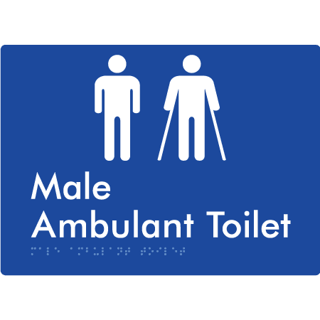 Braille Sign Male Ambulant Toilet - Braille Tactile Signs (Aust) - BTS396-blu - Fully Custom Signs - Fast Shipping - High Quality - Australian Made &amp; Owned