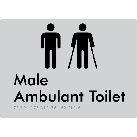Braille Sign Male Ambulant Toilet - Braille Tactile Signs (Aust) - BTS396-slv - Fully Custom Signs - Fast Shipping - High Quality - Australian Made &amp; Owned