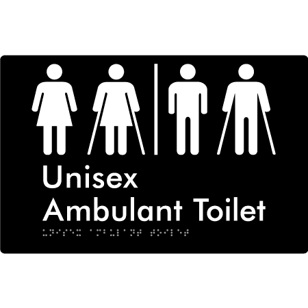 Braille Sign Unisex Ambulant Toilet with Air Lock - Braille Tactile Signs (Aust) - BTS397-AL-blk - Fully Custom Signs - Fast Shipping - High Quality - Australian Made &amp; Owned