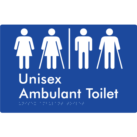 Braille Sign Unisex Ambulant Toilet with Air Lock - Braille Tactile Signs (Aust) - BTS397-AL-blu - Fully Custom Signs - Fast Shipping - High Quality - Australian Made &amp; Owned