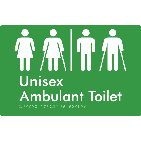 Braille Sign Unisex Ambulant Toilet with Air Lock - Braille Tactile Signs (Aust) - BTS397-AL-grn - Fully Custom Signs - Fast Shipping - High Quality - Australian Made &amp; Owned