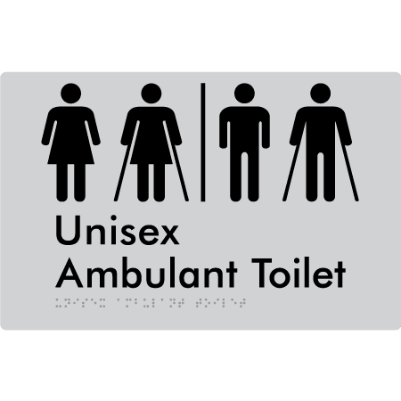 Braille Sign Unisex Ambulant Toilet with Air Lock - Braille Tactile Signs (Aust) - BTS397-AL-slv - Fully Custom Signs - Fast Shipping - High Quality - Australian Made &amp; Owned