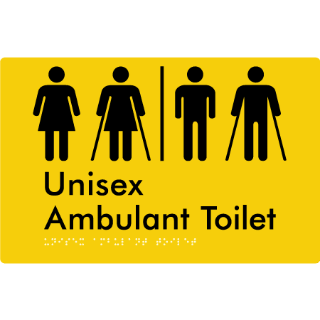 Braille Sign Unisex Ambulant Toilet with Air Lock - Braille Tactile Signs (Aust) - BTS397-AL-yel - Fully Custom Signs - Fast Shipping - High Quality - Australian Made &amp; Owned