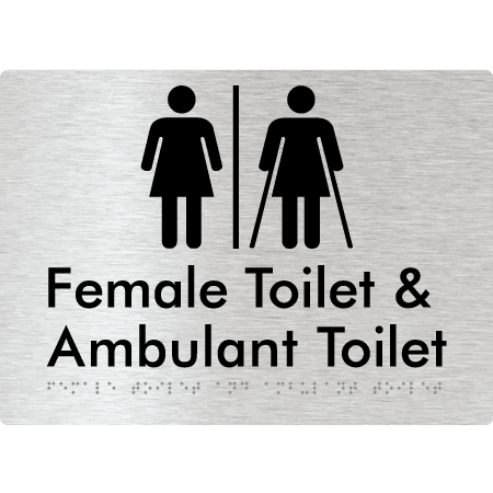 Braille Sign Female Toilet & Ambulant Toilet with Air Lock - Braille Tactile Signs (Aust) - BTS402-AL-aliB - Fully Custom Signs - Fast Shipping - High Quality - Australian Made &amp; Owned