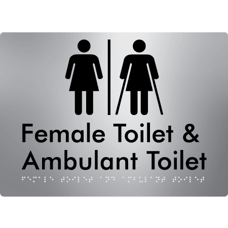 Braille Sign Female Toilet & Ambulant Toilet with Air Lock - Braille Tactile Signs (Aust) - BTS402-AL-aliS - Fully Custom Signs - Fast Shipping - High Quality - Australian Made &amp; Owned