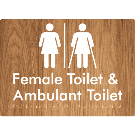 Braille Sign Female Toilet & Ambulant Toilet with Air Lock - Braille Tactile Signs (Aust) - BTS402-AL-wdg - Fully Custom Signs - Fast Shipping - High Quality - Australian Made &amp; Owned
