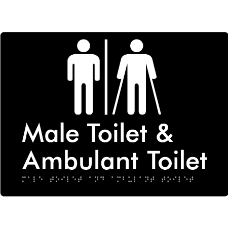 Braille Sign Male Toilet & Ambulant Toilet with Air Lock - Braille Tactile Signs (Aust) - BTS403-AL-blk - Fully Custom Signs - Fast Shipping - High Quality - Australian Made &amp; Owned