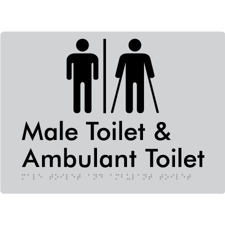 Braille Sign Male Toilet & Ambulant Toilet with Air Lock - Braille Tactile Signs (Aust) - BTS403-AL-slv - Fully Custom Signs - Fast Shipping - High Quality - Australian Made &amp; Owned