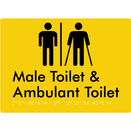 Braille Sign Male Toilet & Ambulant Toilet with Air Lock - Braille Tactile Signs (Aust) - BTS403-AL-yel - Fully Custom Signs - Fast Shipping - High Quality - Australian Made &amp; Owned