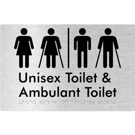 Braille Sign Unisex Toilet & Ambulant Toilet with Air Lock - Braille Tactile Signs (Aust) - BTS404-AL-aliB - Fully Custom Signs - Fast Shipping - High Quality - Australian Made &amp; Owned