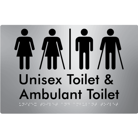 Braille Sign Unisex Toilet & Ambulant Toilet with Air Lock - Braille Tactile Signs (Aust) - BTS404-AL-aliS - Fully Custom Signs - Fast Shipping - High Quality - Australian Made &amp; Owned