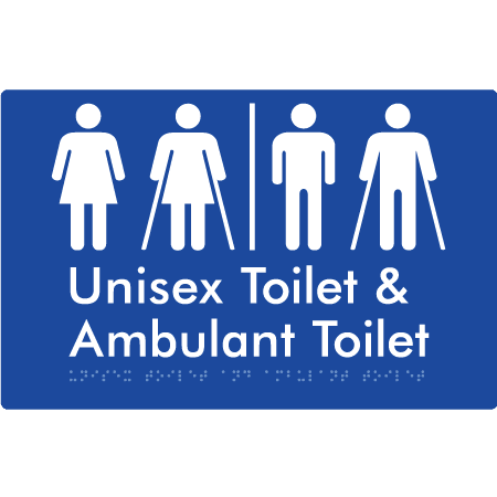 Braille Sign Unisex Toilet & Ambulant Toilet with Air Lock - Braille Tactile Signs (Aust) - BTS404-AL-blu - Fully Custom Signs - Fast Shipping - High Quality - Australian Made &amp; Owned