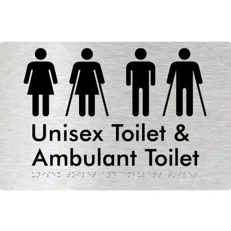 Braille Sign Unisex Toilet & Ambulant Toilet - Braille Tactile Signs (Aust) - BTS404-aliB - Fully Custom Signs - Fast Shipping - High Quality - Australian Made &amp; Owned