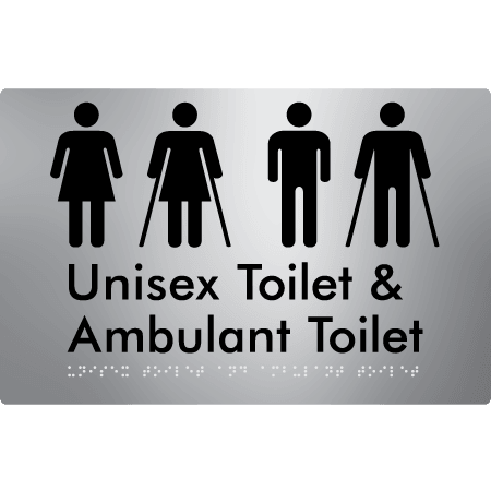 Braille Sign Unisex Toilet & Ambulant Toilet - Braille Tactile Signs (Aust) - BTS404-aliS - Fully Custom Signs - Fast Shipping - High Quality - Australian Made &amp; Owned