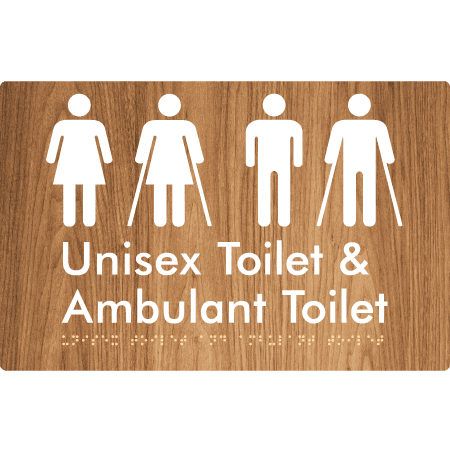 Braille Sign Unisex Toilet & Ambulant Toilet - Braille Tactile Signs (Aust) - BTS404-wdg - Fully Custom Signs - Fast Shipping - High Quality - Australian Made &amp; Owned