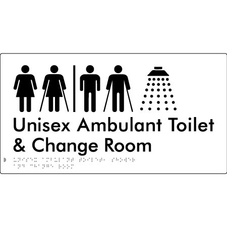 Unisex Ambulant Toilet, Shower & Change Room With Air Lock - Braille Tactile Signs Aust.