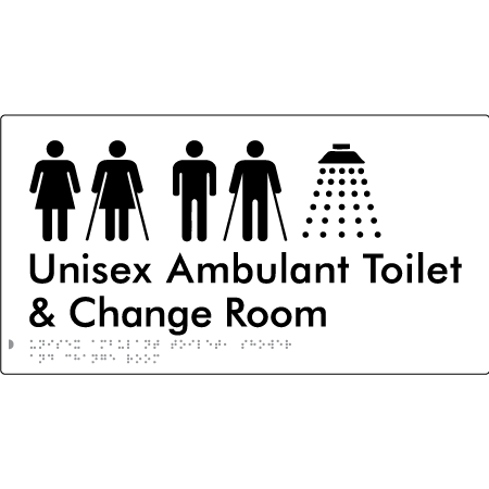Unisex Ambulant Toilet, Shower & Change Room - Braille Tactile Signs Aust.