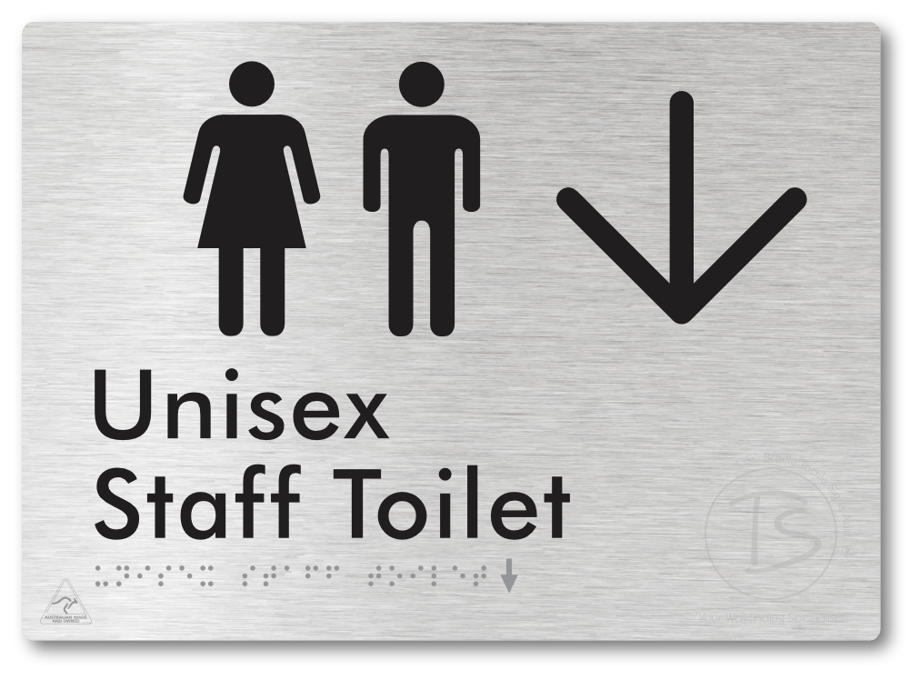 Unisex Staff Toilet with Large Directional Arrow - Braille Tactile Signs Aust.