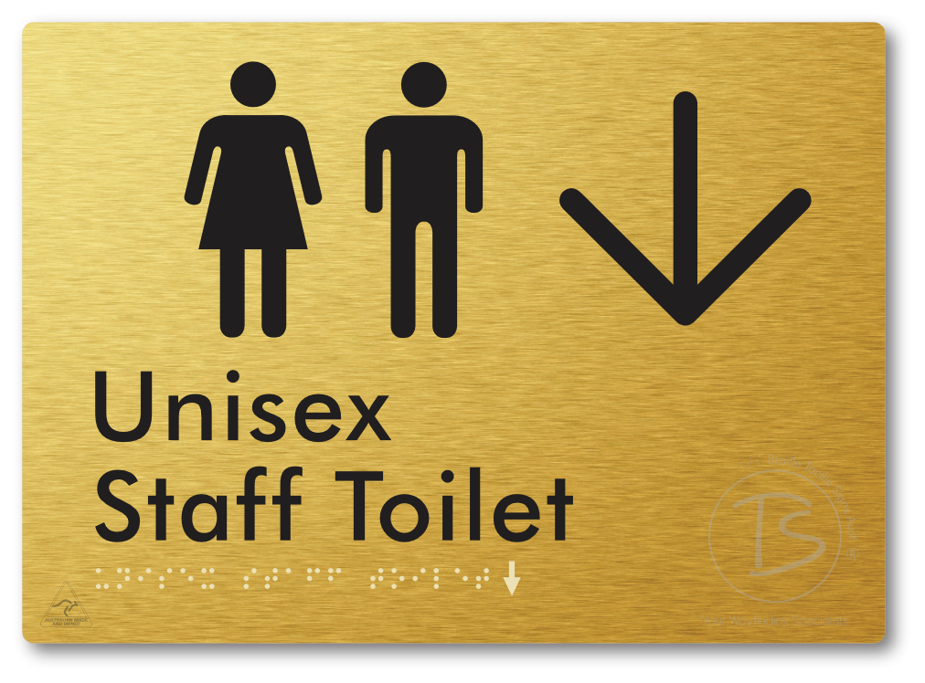 Unisex Staff Toilet with Large Directional Arrow - Braille Tactile Signs Aust.