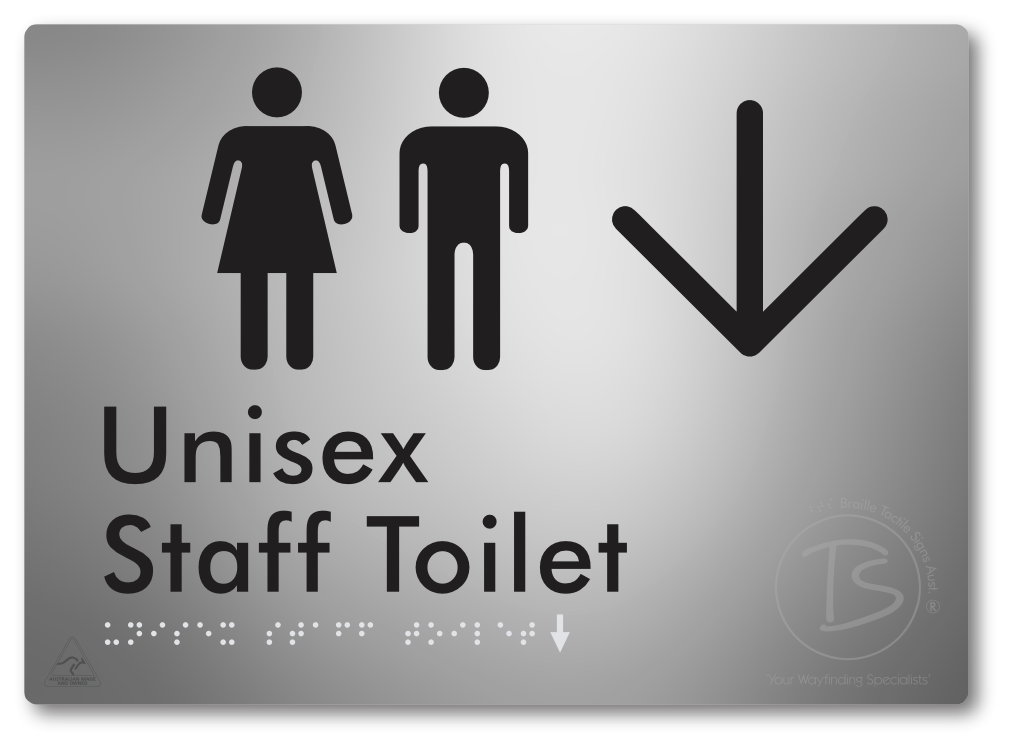Unisex Staff Toilet with Large Directional Arrow - Braille Tactile Signs Aust.