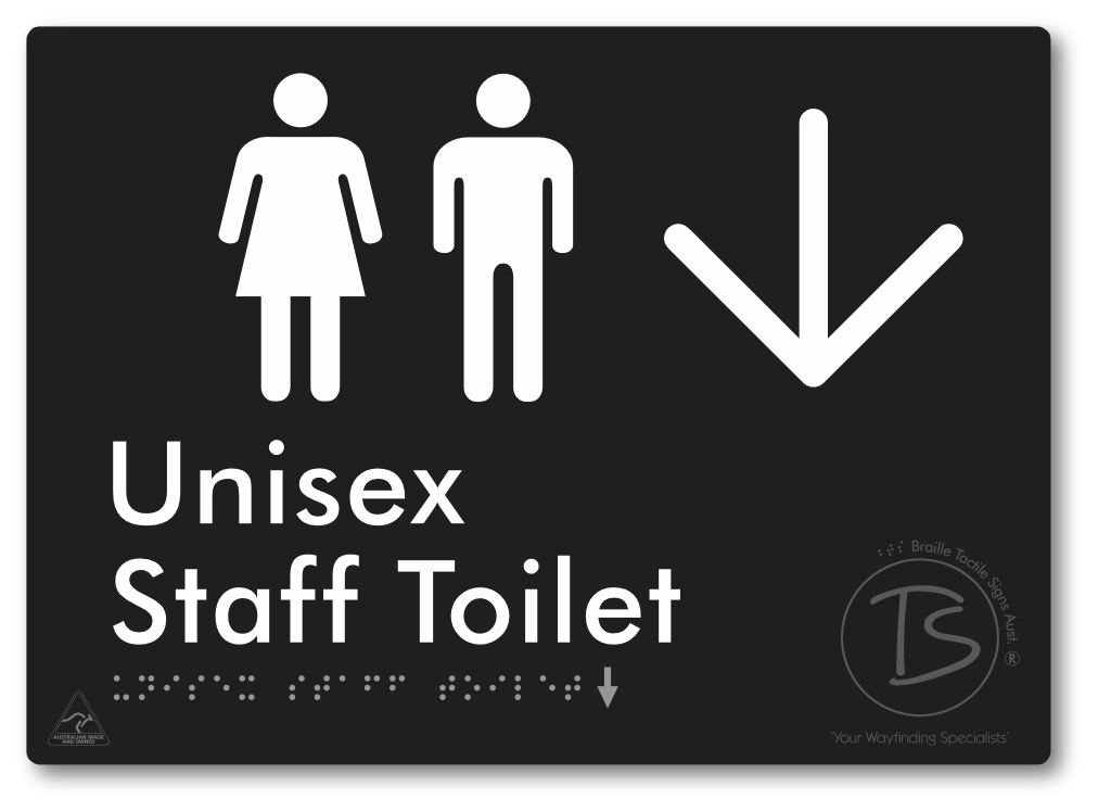 Unisex Staff Toilet with Large Directional Arrow - Braille Tactile Signs Aust.