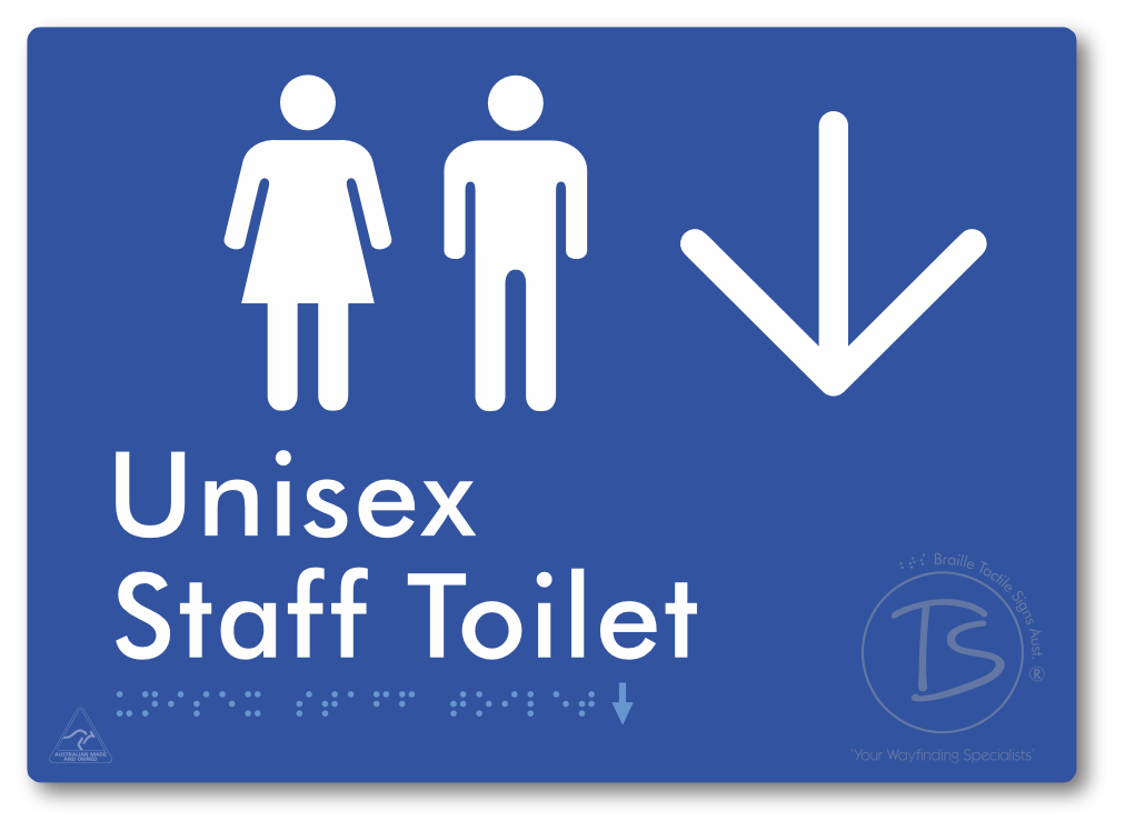 Unisex Staff Toilet with Large Directional Arrow - Braille Tactile Signs Aust.
