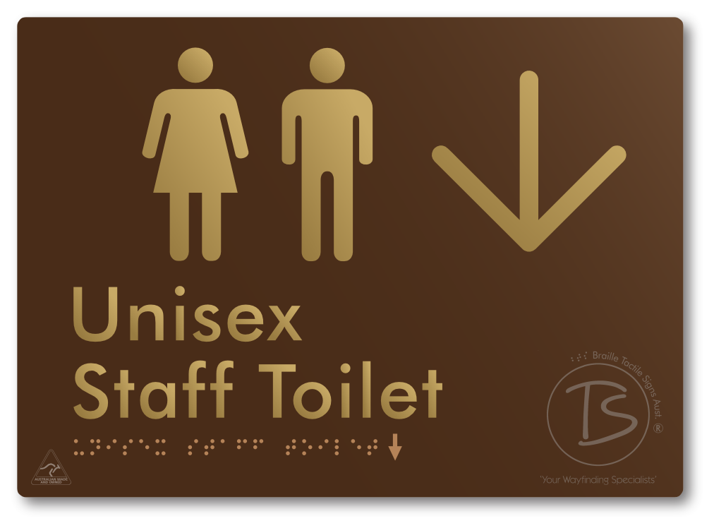 Unisex Staff Toilet with Large Directional Arrow - Braille Tactile Signs Aust.