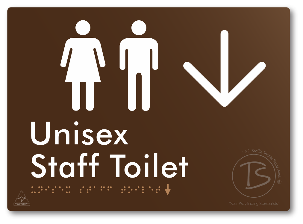 Unisex Staff Toilet with Large Directional Arrow - Braille Tactile Signs Aust.
