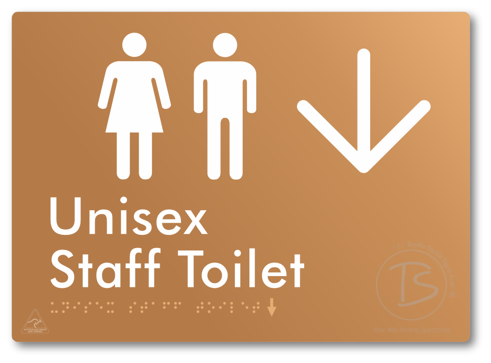 Unisex Staff Toilet with Large Directional Arrow - Braille Tactile Signs Aust.