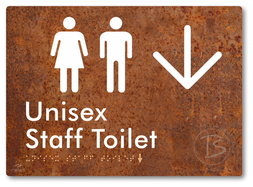 Unisex Staff Toilet with Large Directional Arrow - Braille Tactile Signs Aust.