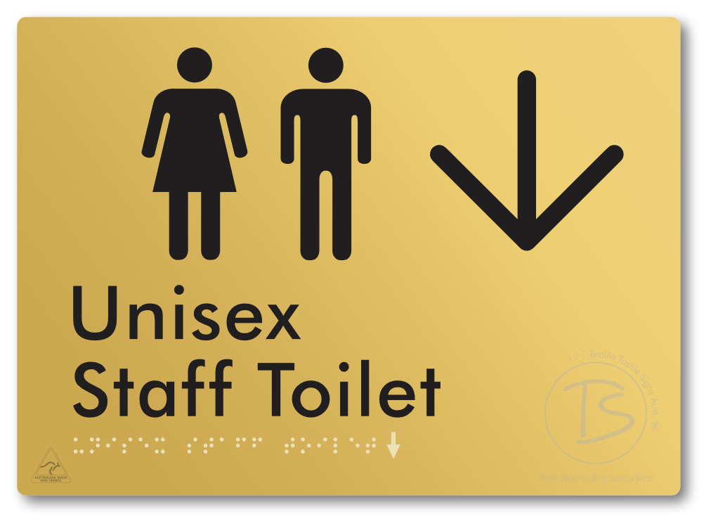 Unisex Staff Toilet with Large Directional Arrow - Braille Tactile Signs Aust.