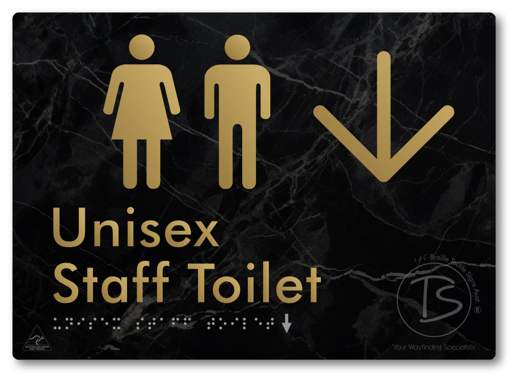 Unisex Staff Toilet with Large Directional Arrow - Braille Tactile Signs Aust.
