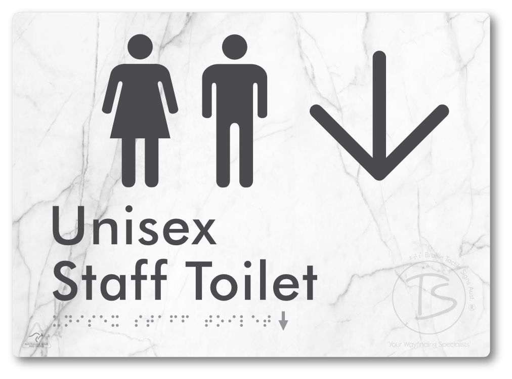 Unisex Staff Toilet with Large Directional Arrow - Braille Tactile Signs Aust.