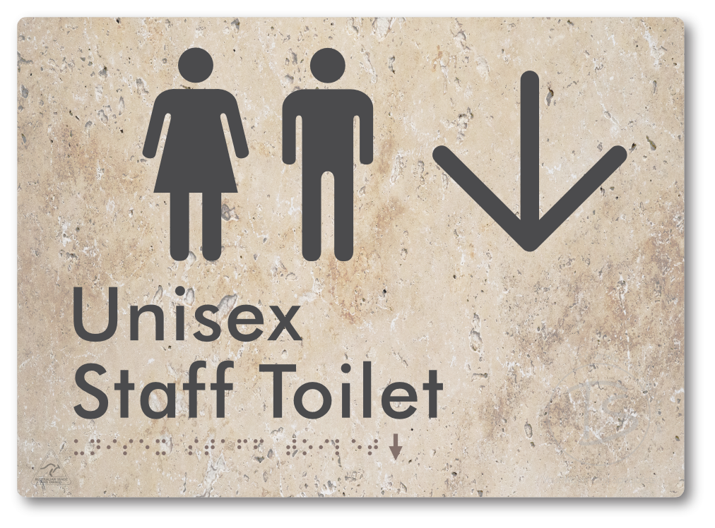 Unisex Staff Toilet with Large Directional Arrow - Braille Tactile Signs Aust.