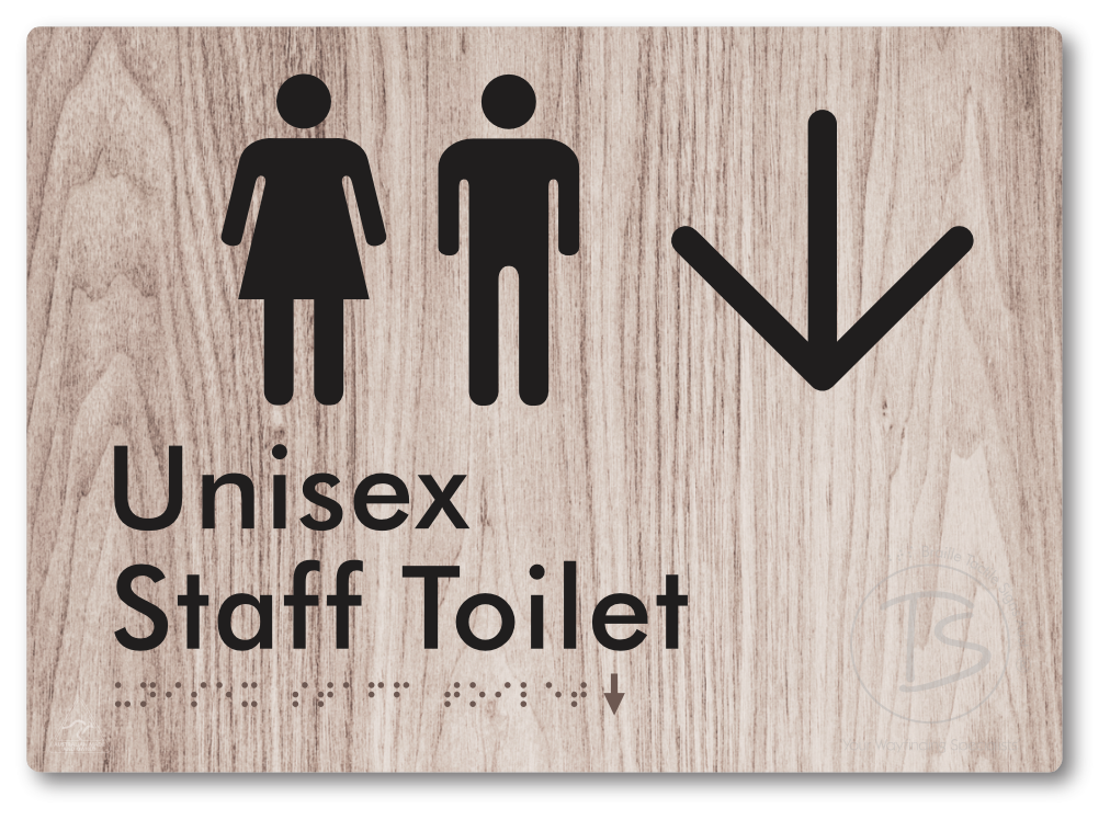 Unisex Staff Toilet with Large Directional Arrow - Braille Tactile Signs Aust.