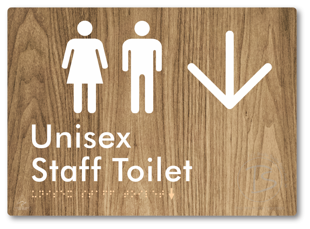 Unisex Staff Toilet with Large Directional Arrow - Braille Tactile Signs Aust.