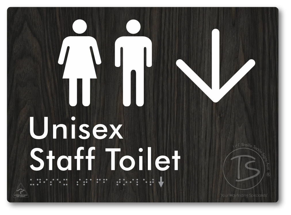 Unisex Staff Toilet with Large Directional Arrow - Braille Tactile Signs Aust.