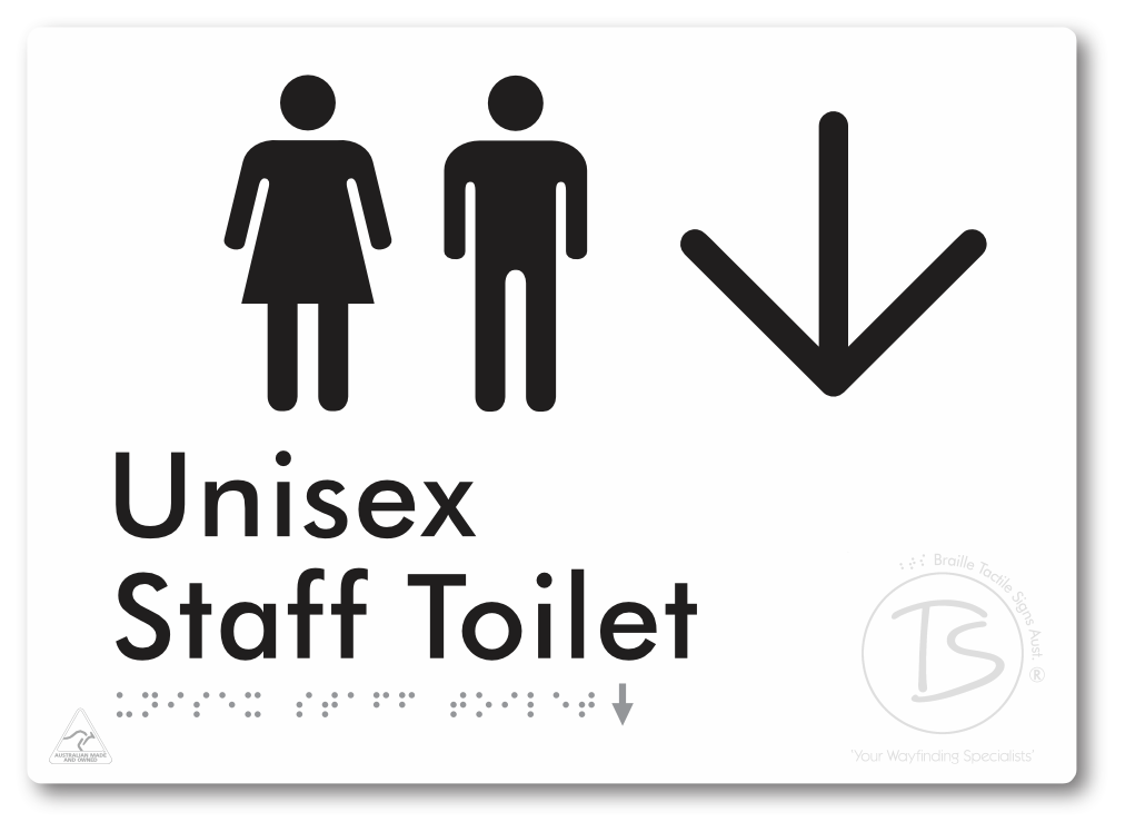 Unisex Staff Toilet with Large Directional Arrow - Braille Tactile Signs Aust.