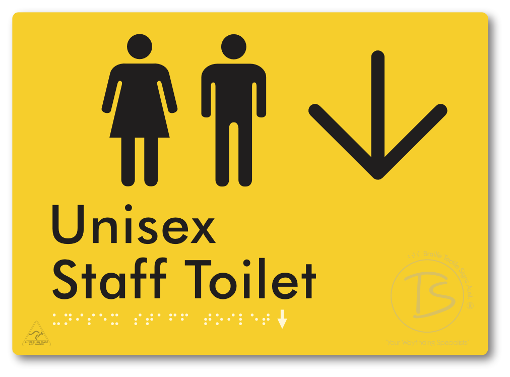 Unisex Staff Toilet with Large Directional Arrow - Braille Tactile Signs Aust.