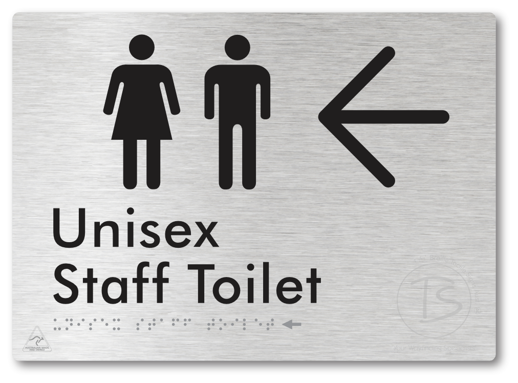 Unisex Staff Toilet with Large Directional Arrow - Braille Tactile Signs Aust.