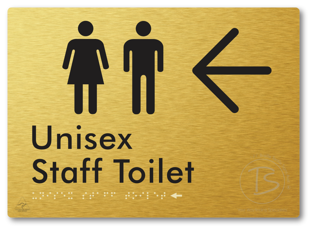 Unisex Staff Toilet with Large Directional Arrow - Braille Tactile Signs Aust.