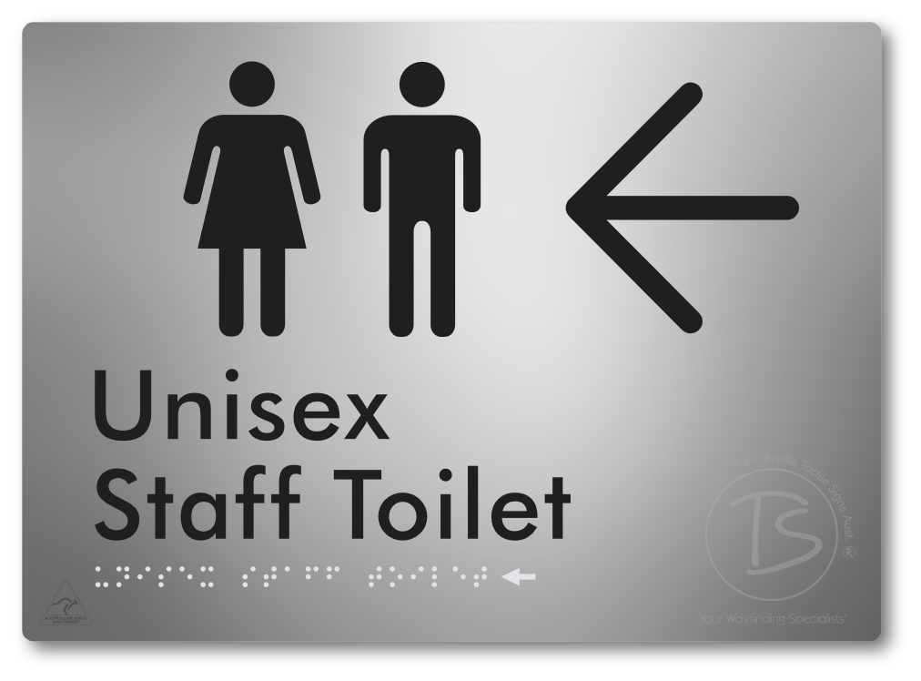 Unisex Staff Toilet with Large Directional Arrow - Braille Tactile Signs Aust.