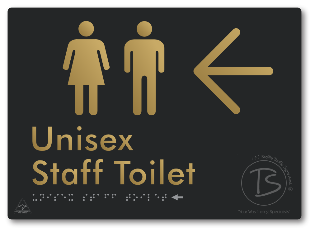 Unisex Staff Toilet with Large Directional Arrow - Braille Tactile Signs Aust.