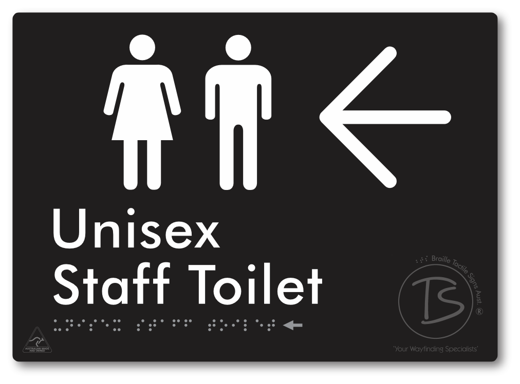 Unisex Staff Toilet with Large Directional Arrow - Braille Tactile Signs Aust.