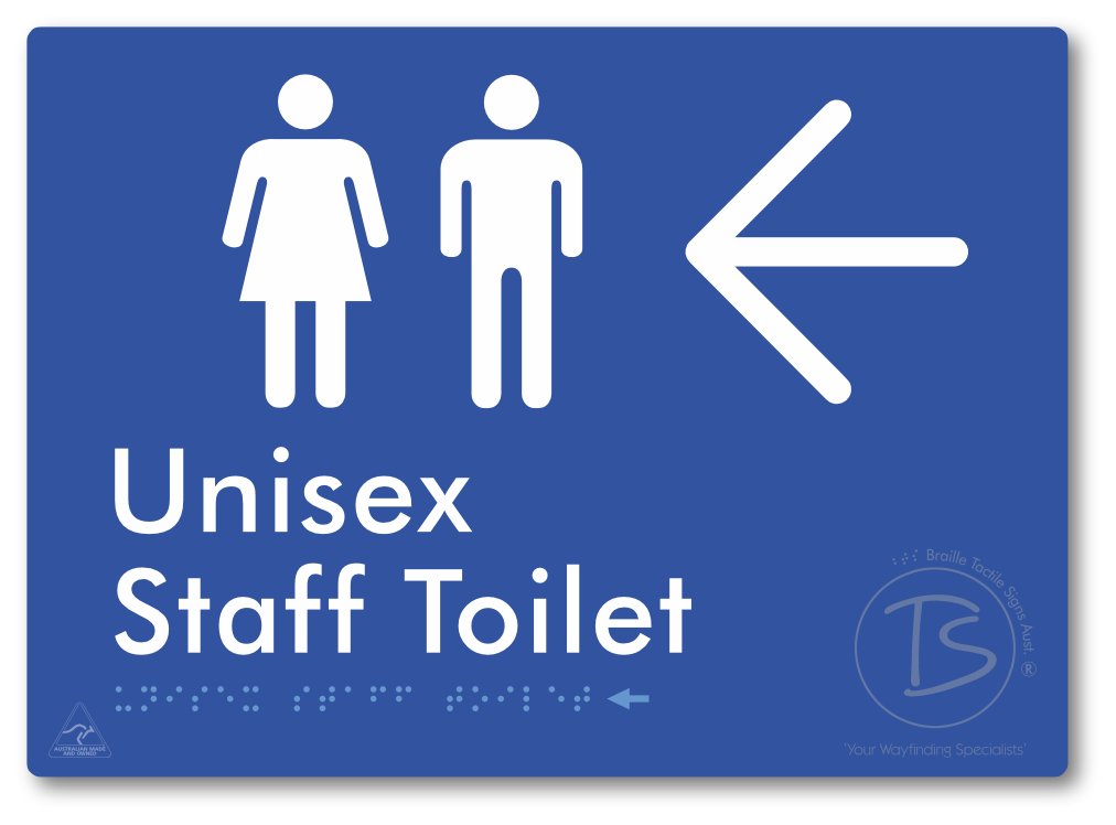 Unisex Staff Toilet with Large Directional Arrow - Braille Tactile Signs Aust.