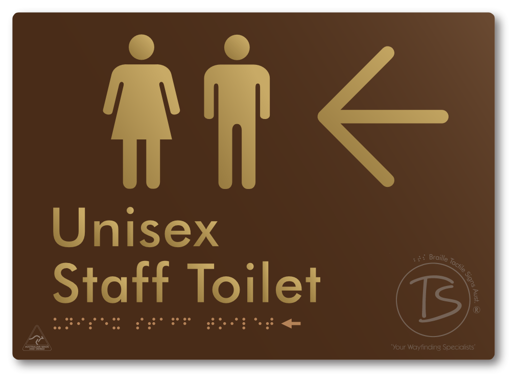 Unisex Staff Toilet with Large Directional Arrow - Braille Tactile Signs Aust.