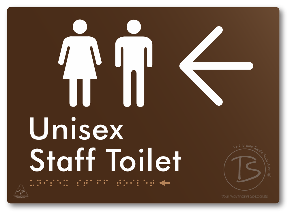 Unisex Staff Toilet with Large Directional Arrow - Braille Tactile Signs Aust.